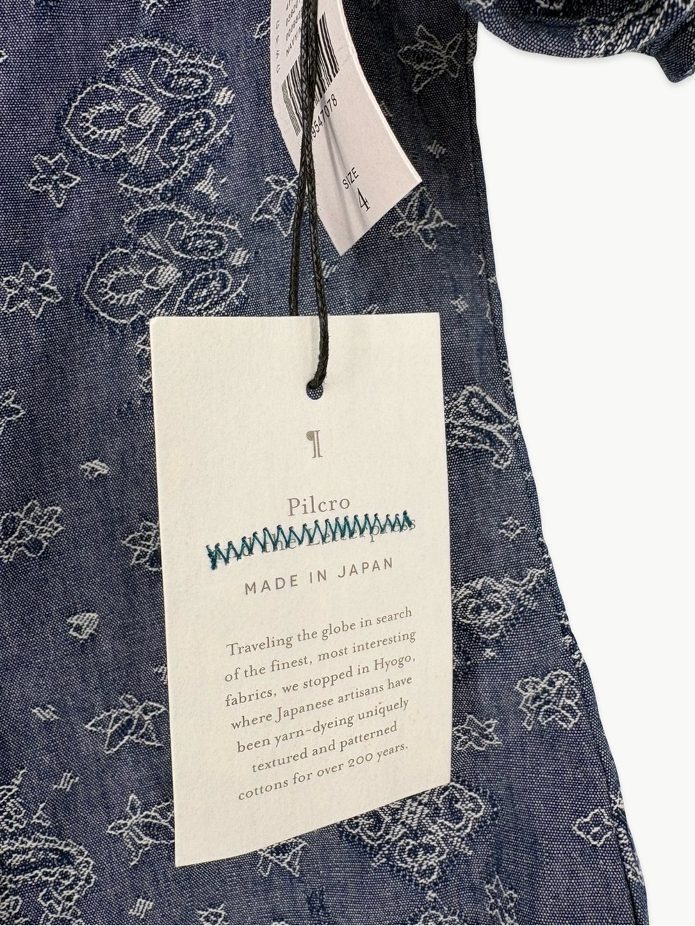 Pilcro Anthropologie Paisley Chambray Button Front Blouse Size 4 Tie Sleeve NWT - Picture 5 of 13